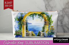 Mediterranean Cosmetic Bag - Summer Makeup Bag PNG Product Image 1