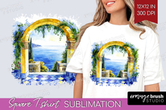 Mediterranean Square Tshirt Background - Summer PNG Product Image 1