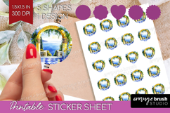 Mediterranean Round Sticker - Summer Printable Sticker Sheet Product Image 1