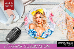 Mediterranean Car Coaster - Summer Coaster PNG Sublimation Product Image 1