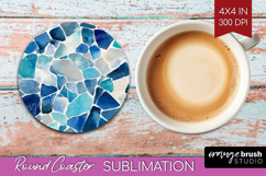 Mediterranean Round Coaster - Summer Coaster PNG Sublimation Product Image 1
