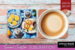 Mediterranean Square Coaster - Summer Coaster PNG Product Image 1