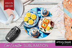 Mediterranean Car Coaster - Summer Coaster PNG Sublimation Product Image 1
