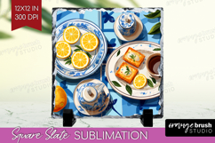 Mediterranean Slate PNG - Summer Square Slate Sublimation Product Image 1