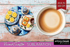 Mediterranean Round Coaster - Summer Coaster PNG Sublimation Product Image 1