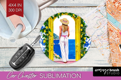 Mediterranean Car Coaster - Summer Coaster PNG Sublimation Product Image 1