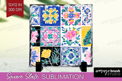 Mediterranean Slate PNG - Summer Square Slate Sublimation Product Image 1