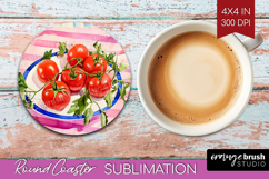 Mediterranean Round Coaster - Summer Coaster PNG Sublimation Product Image 1
