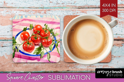 Mediterranean Square Coaster - Summer Coaster PNG Product Image 1