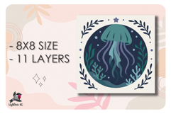 Jellyfish Medusa Colored Shadow box SVG Papercut template Product Image 2