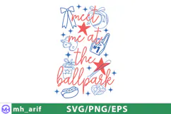 Meet Me at the Ballpark Hand-Drawn SVG T-shirt Design Product Image 1