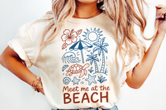 Retro Summer Beach Line Art Clipart, Sublimation PNG Product Image 3