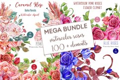 MEGA BUNDLE, Sublimation PNG, Watercolor roses Flowers Product Image 1