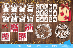 Christmas bundle svg, paper cut, gift tags, wreath, greeting cards