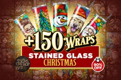 150 MEGA Christmas Bundle | Stained Glass Tumbler Wrap Product Image 1