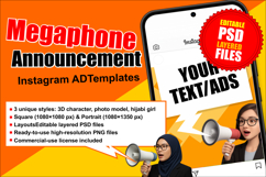 Megaphone Announcement Templates 3D, Photo, Hijabi Girl Product Image 1