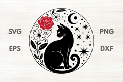 Rose Cat with Star Cluster SVG Product Image 1