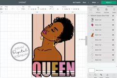 Melanin Black Queen SVG for Cricut. Short Curly Hair Girl
