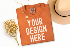 Comfort Colors C1717 Melon Shirt Mockup, Flat Lay Mockup Product Image 1
