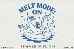 Vintage Sassy Summer Line Art Clipart, Sublimation PNG Product Image 1