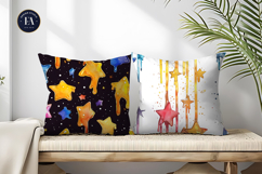 Melting Stars Like Dripping Paint Handmade Watercolor DP Product Image 2