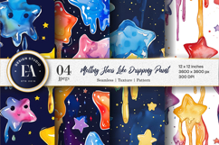 Melting Stars Like Dripping Paint Handmade Watercolor DP Product Image 1