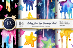 Melting Stars Like Dripping Paint Handmade Watercolor DP Product Image 1