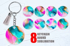 Keychain watercolor ink, Luxury Teal Agate and liquid gold Product Image 1