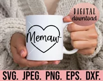 Memaw Heart SVG - Blessed Memaw - Most Loved Mothers Day Product Image 2
