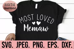 Most Loved Memaw SVG - Blessed Memaw - Mothers Day Design Product Image 1