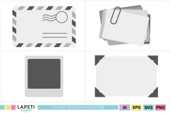 Paper clipart collection with simple gray stationery designs