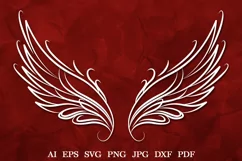 Memorial Angel Wings, Angel Wings Tattoo SVG, Memorial SVG Product Image 1