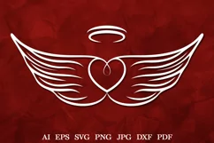 Heart with Angel Wings SVG, Memorial Angel Wings, Heart SVG Product Image 1