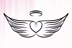 Heart with Angel Wings SVG, Memorial Angel Wings, Heart SVG Product Image 2