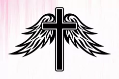 Memorial Cross SVG, Cross with Angel Wings SVG, Cross SVG Product Image 2