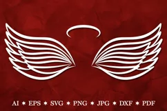 Memorial Angel Wings SVG, Angel Wings SVG with Halo SVG Product Image 1
