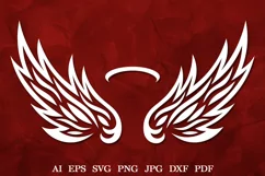 Memorial Angel Wings SVG, Angel Wings and Halo, Memorial SVG Product Image 1