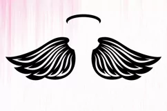 Memorial Angel Wings SVG, Angel Wings with Halo SVG Product Image 2