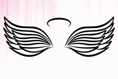 Memorial Angel Wings SVG, Angel Wings SVG with Halo SVG Product Image 2