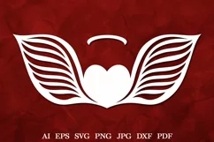Memorial Heart with Angel Wings SVG, Angel Wings SVG Product Image 1