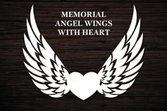 Memorial Angel Wings, Angel Wings Tattoo, Memorial Heart SVG Product Image 1