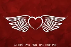 Memorial Heart with Angel Wings SVG, Angel Wings with Heart Product Image 1