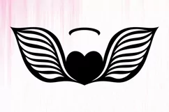 Memorial Heart with Angel Wings SVG, Angel Wings SVG Product Image 2