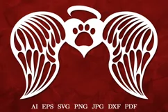Pet Memorial Angel Wings with Paw, Pet Memorial SVG Product Image 1