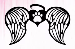 Pet Memorial Angel Wings with Paw, Pet Memorial SVG Product Image 2