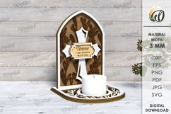 3D Memorial Candle Holder Laser Cut. Personalized SVG Product Image 1