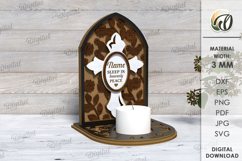 3D Memorial Candle Holder Laser Cut. Personalized SVG Product Image 1