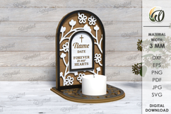 3D Memorial Candle Holder Laser Cut. Personalized SVG Product Image 1