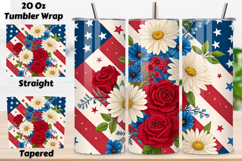 seamless memorial day tumbler, patriotic floral tumbler wrap, watercolor star tumbler design, 20oz skinny tumbler wrap, tapered seamless tumbler design, straight tumbler wrap png, memorial day floral design, seamless floral tumbler wrap, patriotic waterco