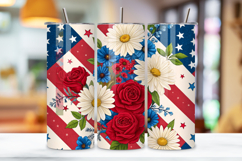 seamless memorial day tumbler, patriotic floral tumbler wrap, watercolor star tumbler design, 20oz skinny tumbler wrap, tapered seamless tumbler design, straight tumbler wrap png, memorial day floral design, seamless floral tumbler wrap, patriotic waterco